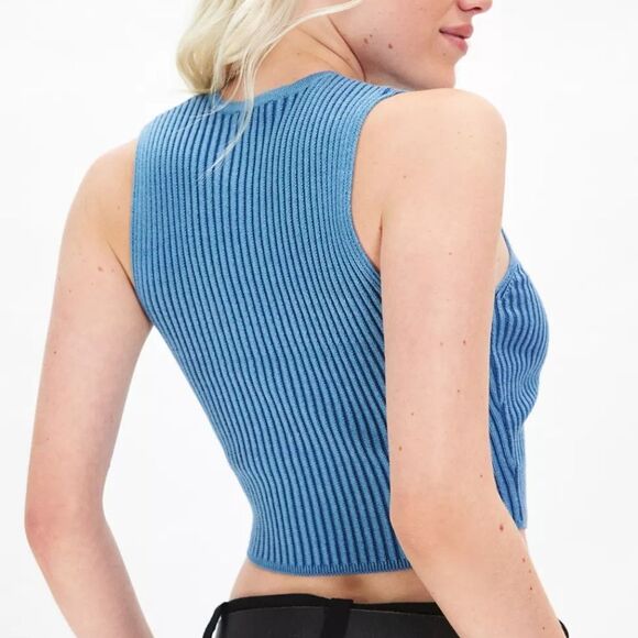 Silence + Noise Janet Sweater blue robbed Vest size xl - Picture 4 of 5